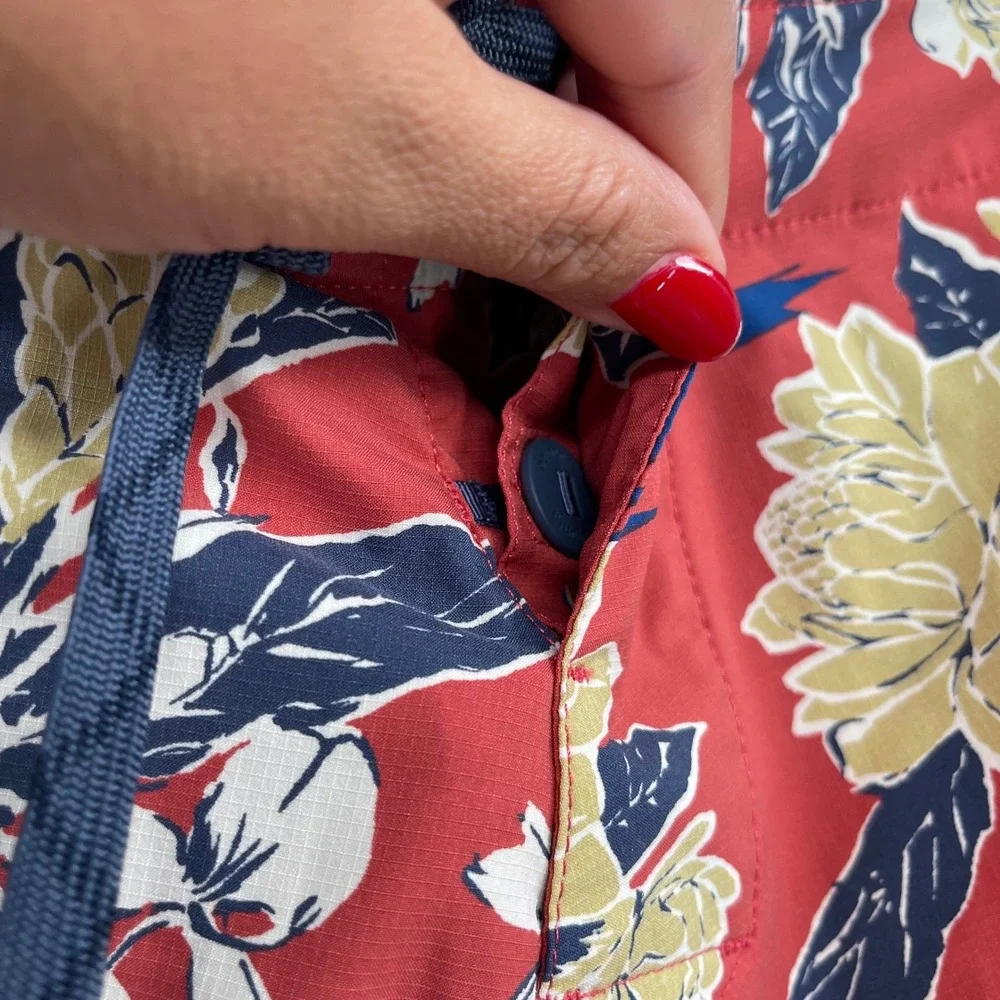 Patagonia Mens‎ Floral Swim Trunks Shorts Size 30 Red Blue Drawstring